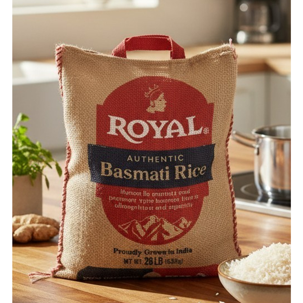 Royal Basmati Rice Burlap Bag Heavy Duty Zip Closure Sack 20 lb Bag Only
